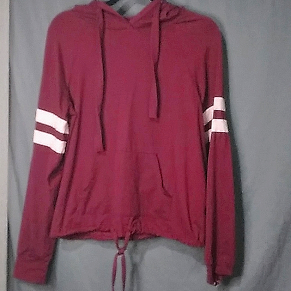 L No Boundaries Maroon Hooded Drawstring Top